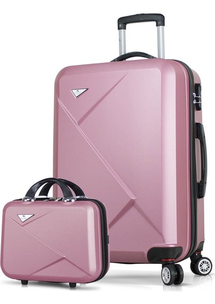 Diamond Abs 2'li Valiz Seti Makyaj + Orta Boy Rose Gold