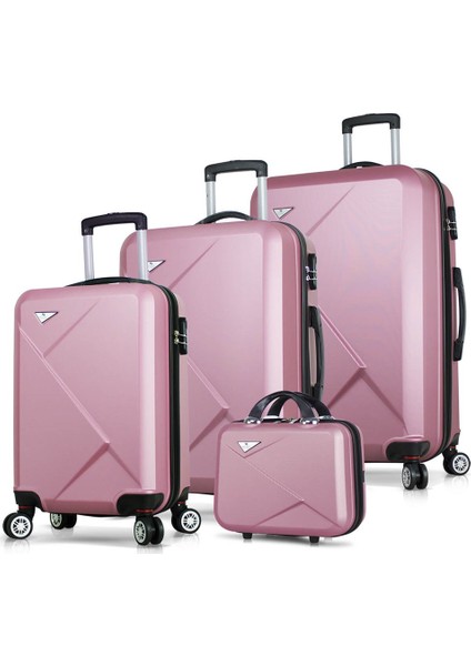Diamond Abs 4'lü Travel Valiz Seti Rose Gold