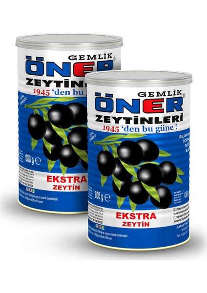 Öner Ekstra Salamura Siyah Zeytin 241-280 Kalibre 800 gr x 2 Adet