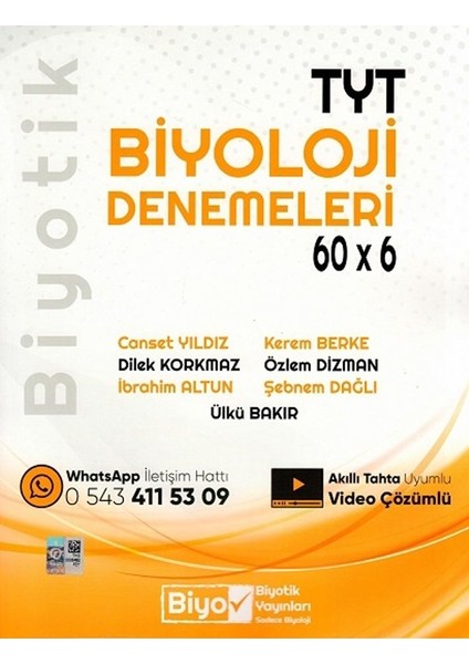 Biyotik Yayınları  TYT  Biyoloji 60 x 6 Denemeleri