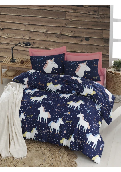 Eponj Home Kolay Ütülenir Nevresim Takımı Çift Kişilik MagicUnicorn Laci