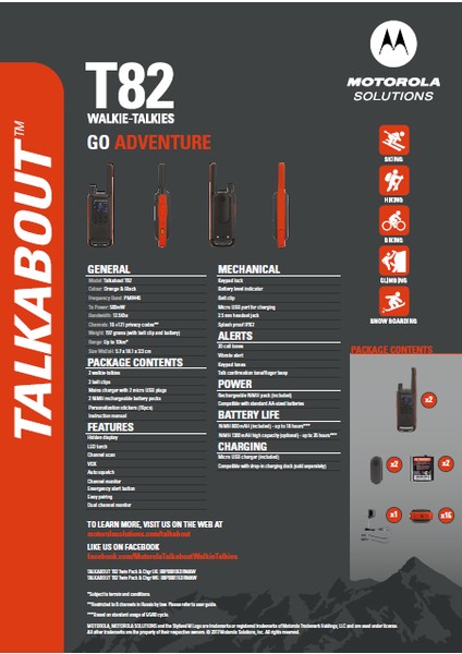 TLKR-T82 Talkabout Pmr Telsiz 2'li Set