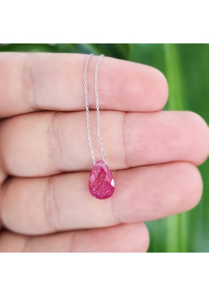 Altınsepeti Gümüş Damla Taş Kolye Pembe