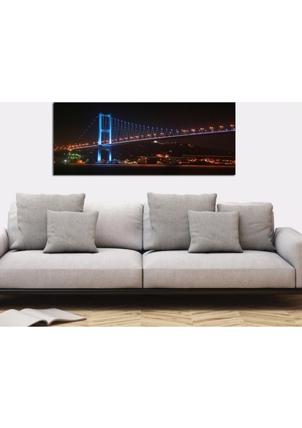 Boğaz Köprüsü Gece Manzarası Fotoğraf Kanvas Tablo