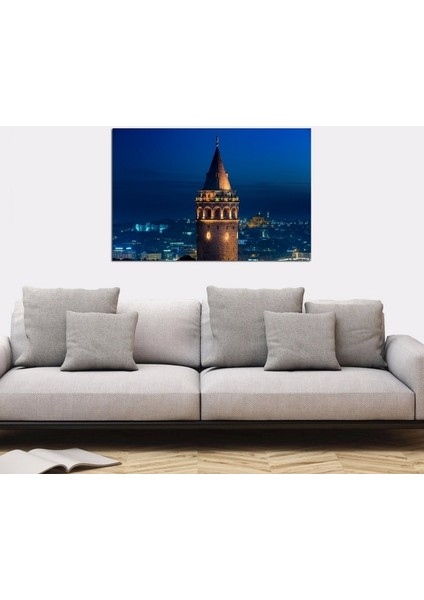 Galata Kulesi Gece Fotoğraf Kanvas Tablo