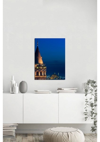 Galata Kulesi Gece Fotoğraf Kanvas Tablo