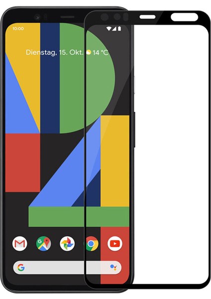 Google Pixel 4XL Tam Kaplayan Çerçeveli Tempered Ekran Koruyucu Siyah
