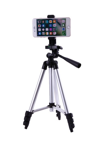 Cep Telefonları İçin 135 cm Alüminyum Tripod Taşıma Çantalı Tripod + 3 Ayak Sehpa Telefon Tutucu