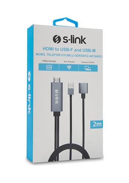 SL-IPH25 HDMI To Usb-F 2m Mobil Telefon Uyumlu Görüntü Aktarıcı Kablo