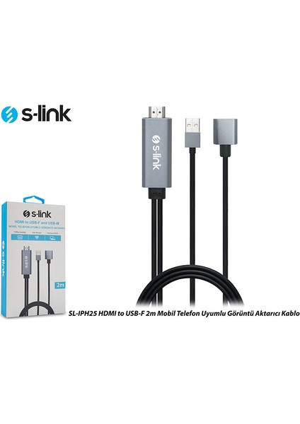 SL-IPH25 HDMI To Usb-F 2m Mobil Telefon Uyumlu Görüntü Aktarıcı Kablo