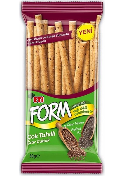Form Kraker Çıtır Çubuk Haşhaşlı Keten Tohumlu 50 Gr