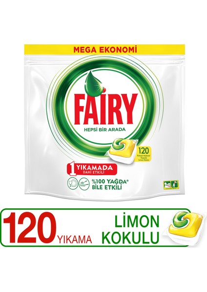Hepsi Bir Arada Bulaşık Makinesi Deterjanı Kapsülü Limon Kokulu 120 Yıkama