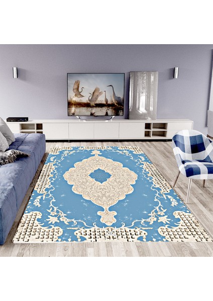 Kaymaz Taban Yıkanabilir Modern Mozaik Desenli Dijital Baskılı Halı RSP114