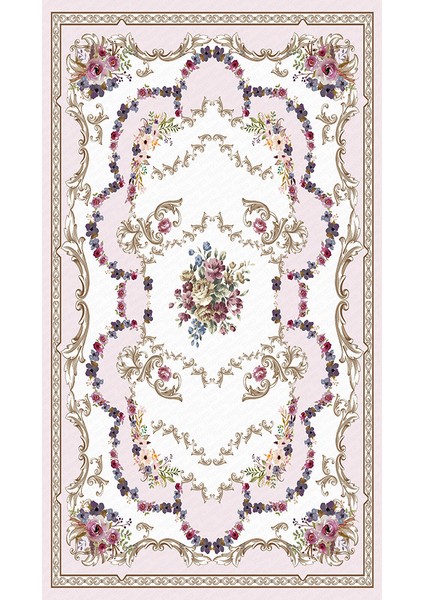 Kaymaz Taban Yıkanabilir Çiçek Ve Motif Desenli Dijital Baskılı Halı RSP119