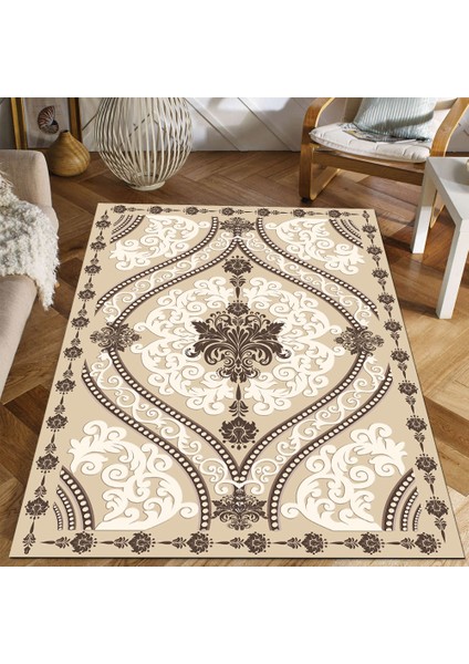 Kaymaz Taban Yıkanabilir Hint Desenli Dijital Baskılı Halı RSP140