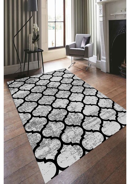 Kaymaz Taban Yıkanabilir Geometrik Oval Desenli Dijital Baskılı Halı RSP1501