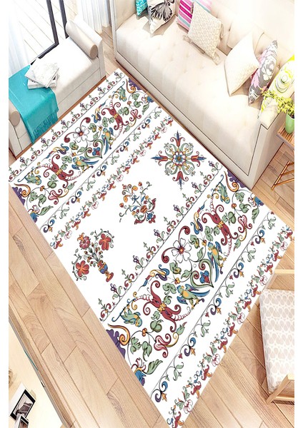 Kaymaz Taban Yıkanabilir İşleme Desenli Dijital Baskılı Halı RSP1509