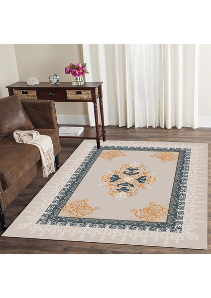 Kaymaz Taban Yıkanabilir Kanat Desenli Dijital Baskılı Halı RSP26