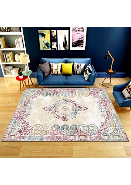 Kaymaz Taban Yıkanabilir Renkli Çini Desenli Dijital Baskılı Halı RSP302