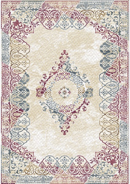 Kaymaz Taban Yıkanabilir Renkli Çini Desenli Dijital Baskılı Halı RSP302