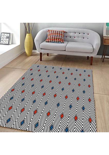 Kaymaz Taban Yıkanabilir Renkli Küp Desenli Dijital Baskılı Halı RSP344