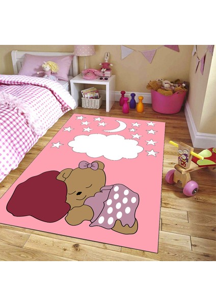 Kaymaz Taban Yıkanabilir Ayıcık Desenli Dijital Baskılı Halı RSP424