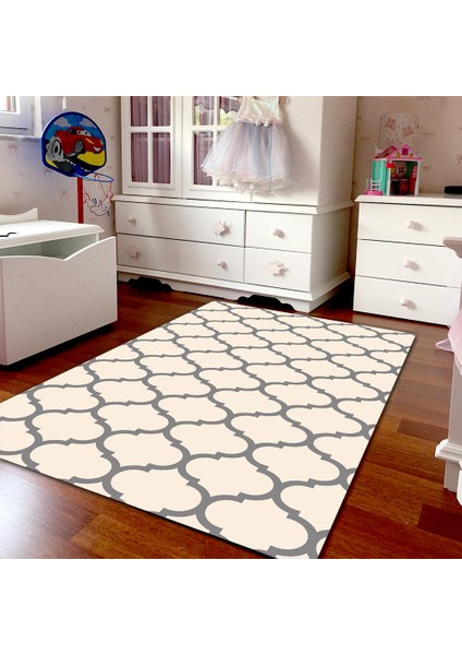 Kaymaz Taban Yıkanabilir MODERN SİMETRİK DESENLİ DİJİTAL BASKILI Halı RSP75