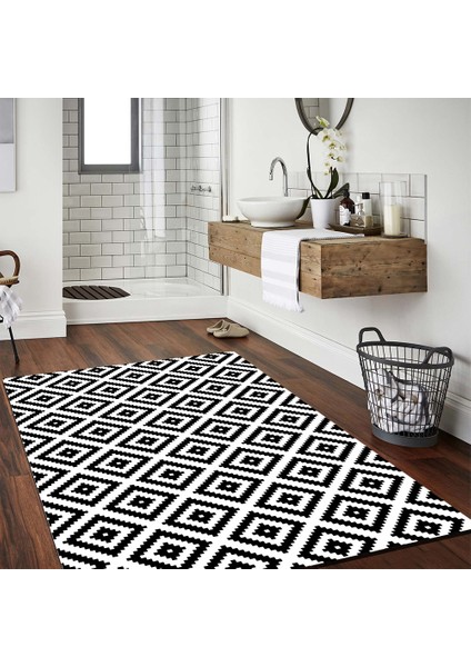 Kaymaz Taban Yıkanabilir Simetrik Desenli Dijital Baskılı Halı RSP77