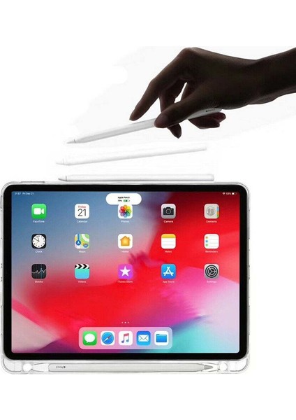 Apple iPad Pro 12.9" Kılıf Kalem Yuvalı Silikon TPU Şeffaf