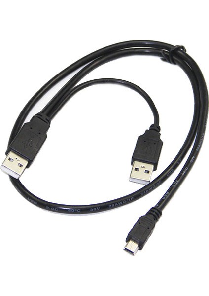 5 Pin Mini USB 2.0 Dual Y Harddsik Kablosu