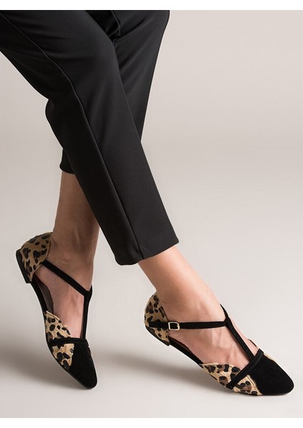 Leopar Siyah Kadın Babet B726881802