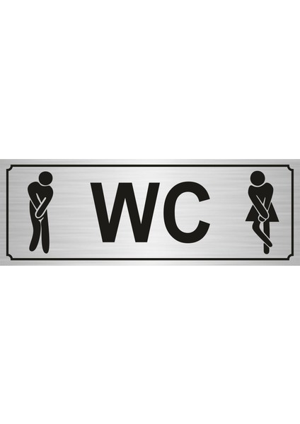 Wc Bay Bayan Yönlendirme Levhası 7 x 20 cm Yapışkanlı Gümüş Renk
