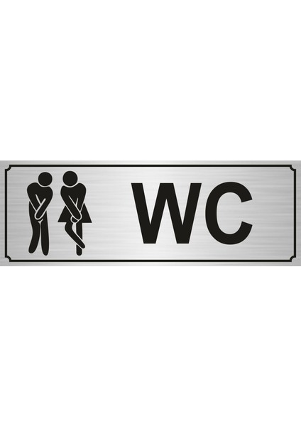 Wc Bay Bayan Yönlendirme Levhası 7 x 20 cm Yapışkanlı Gümüş Renk