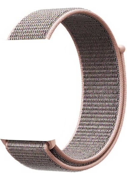 Apple Watch Uyumlu 38mm Kılıf Kumaş Cırt Cırt Kordon Velcro Açık Pembe
