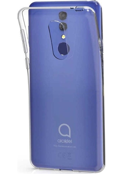 Alcatel 3 2019 Kılıf Süper Silikon Yumuşak Koruma + Nano Glass Şeffaf