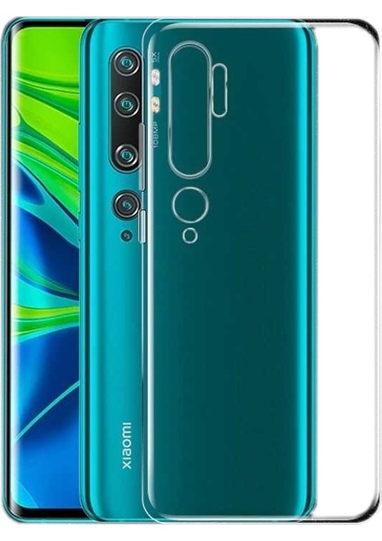 Xiaomi Mi Note 10 Kılıf Darbe Emici Süper Silikon Kılıf Şeffaf + Cam Ekran Koruyucu