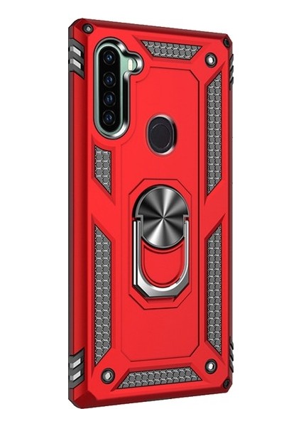 Teknogrup Xiaomi Redmi Note 8 Kılıf Çift Katmanlı Yüzüklü Manyetik Vega Kapak - Kırmızı