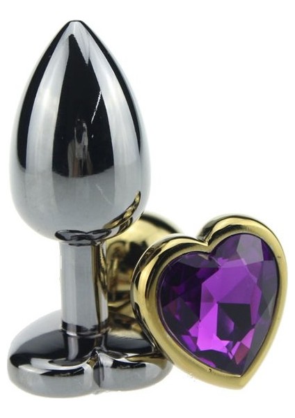 Siyah Metal Kalp Taşlı Küçük Boy Anal Plug