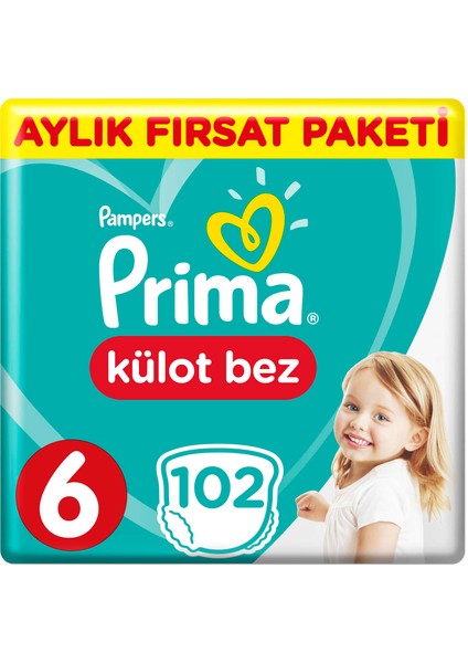 Pants Külot Bebek Bezi 6 Beden Ekstra Large Aylık Fırsat Paketi 102 Adet