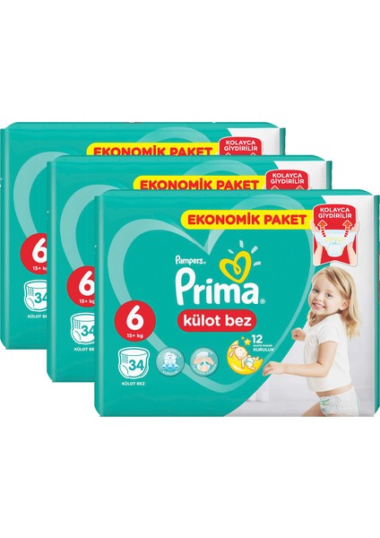 Pants Külot Bebek Bezi 6 Beden Ekstra Large Aylık Fırsat Paketi 102 Adet