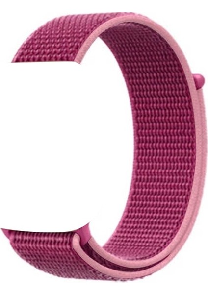 Apple Watch Uyumlu 40mm Kılıf Kumaş Cırt Cırt Kordon Velcro Koyu Pembe