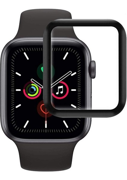 Apple Watch 44mm Full Yapışan Fiber Nano Ekran Koruyucu Siyah