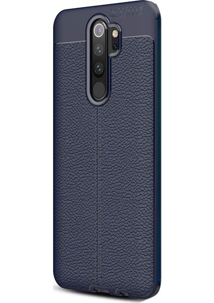 OPPO A9 2020 Kılıf Niss Silikon Deri Görünümlü + Nano Glass Lacivert