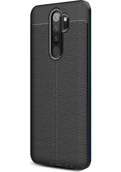 OPPO A9 2020 Kılıf Niss Silikon Deri Görünümlü + Nano Glass Siyah