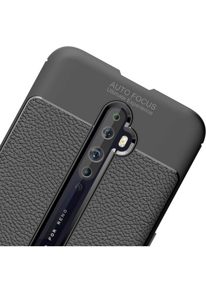 Oppo Reno 2z Kılıf Niss Silikon Deri Görünümlü + Nano Glass Siyah modelleri