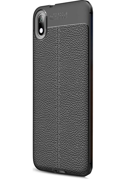 Xiaomi Redmi 7A Kılıf Niss Silikon Deri Görünümlü + Nano Glass Siyah