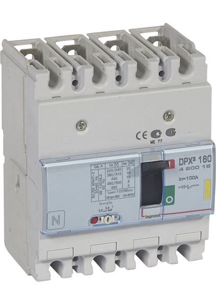 Dpx³ 160 Serisi Kompakt Şalter 4 Kutup Icu:16Ka Standart Tip 100A 400V Ac