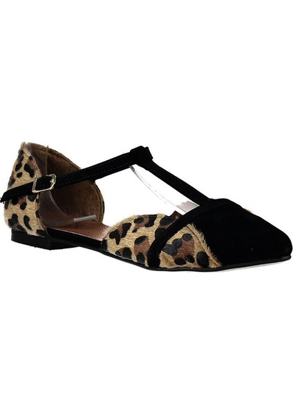 Leopar Siyah Kadın Babet B726881802