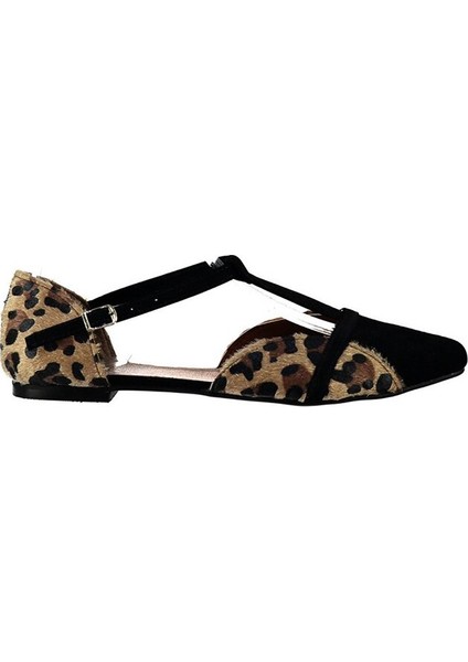 Leopar Siyah Kadın Babet B726881802