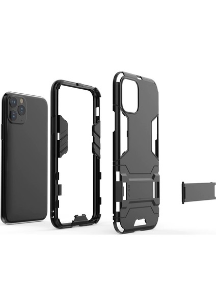 Apple iPhone 11 Pro Max Alfa Serisi Armor Standlı Perfect Koruma Kılıf - Siyah indirimleri